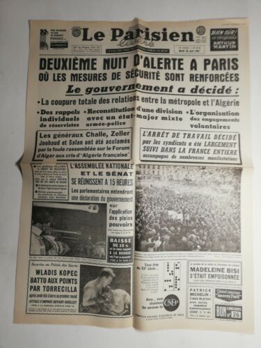 N403 La A Of / The Journal The Parisien 25 April 1961 Night Alert À Paris