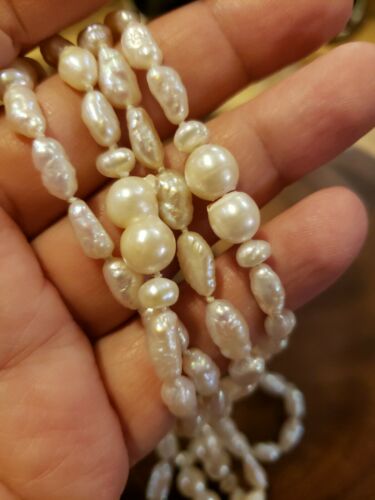 Multi-shape Freshwater Pearls, 36" Necklace & 7.75" Bracelet Set, Lustrous