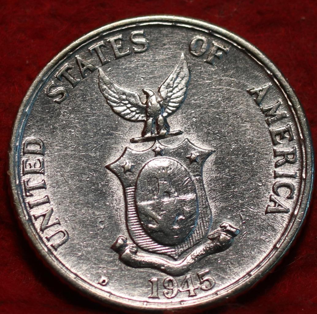 Uncirculated 1945-d Philippines 20 Centavos Silver Foreign Coin